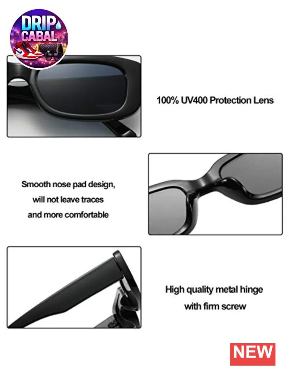 Retro Rectangle Sunglasses for Women UV400 Protection Square Frame Eyewear